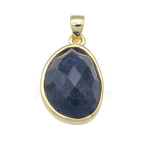 Sodalite teardrop pendant, gold plated