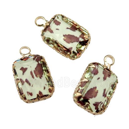 lt.yellow Crystal Glass rectangle pendant, gold plated