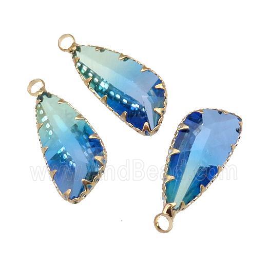 blue Crystal Glass teardrop pendant, gold plated