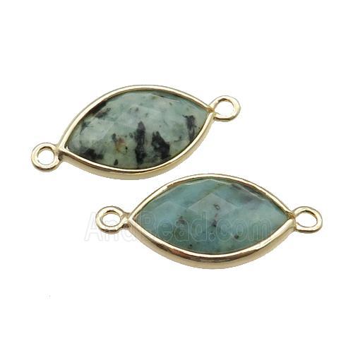 African Turquoise eye connector, faceted, gold plated