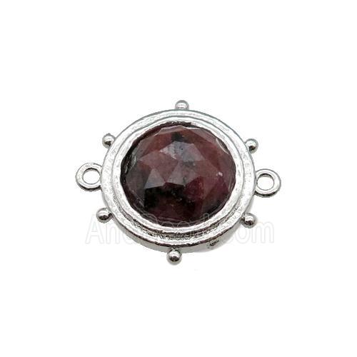 Rhodonite circle connector, platinum plated