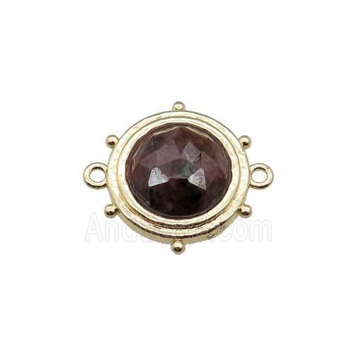 Rhodonite circle connector, gold plated