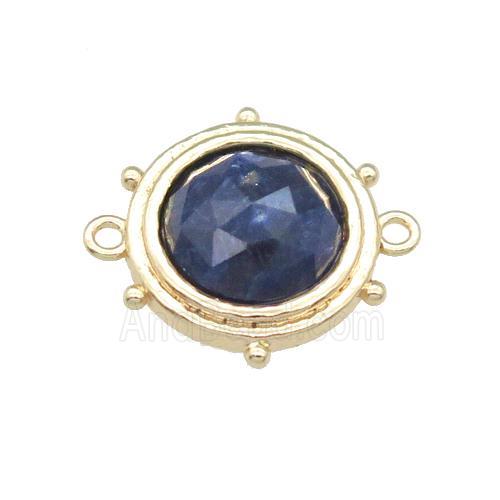blue Jade circle connector, gold plated