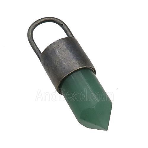 copper bullet pendant with green Aventurine, antique bronze