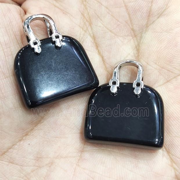 black Obsidian bag charm pendant
