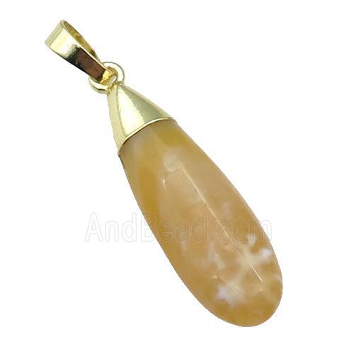 Lemon Jade teardrop pendant, gold plated