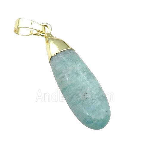 green Amazonite teardrop pendant, gold plated