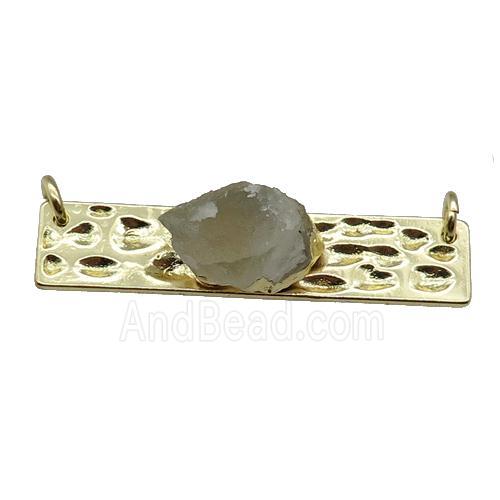 copper rectangle pendant pave Prehnite, gold plated