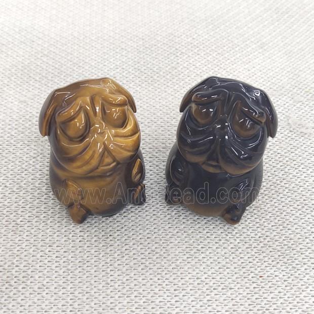 Tiger eye stone Sharpei Dog charm, no hole