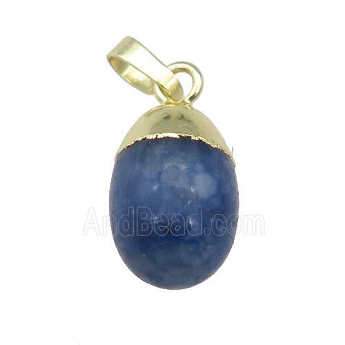 blue Aventurine egg pendant, gold plated