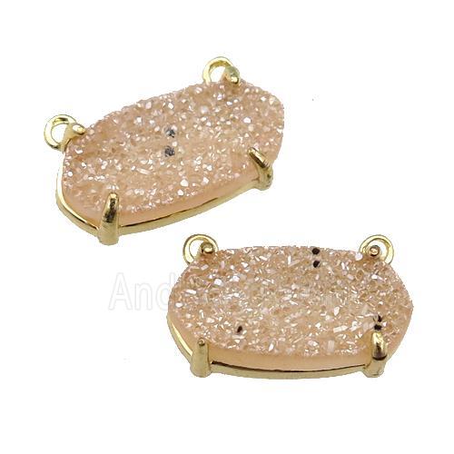 chanpagne Druzy Quartz pendant with 2loops, oval