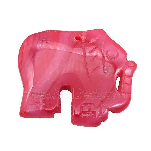 natural Agate elephant pendant, red dye