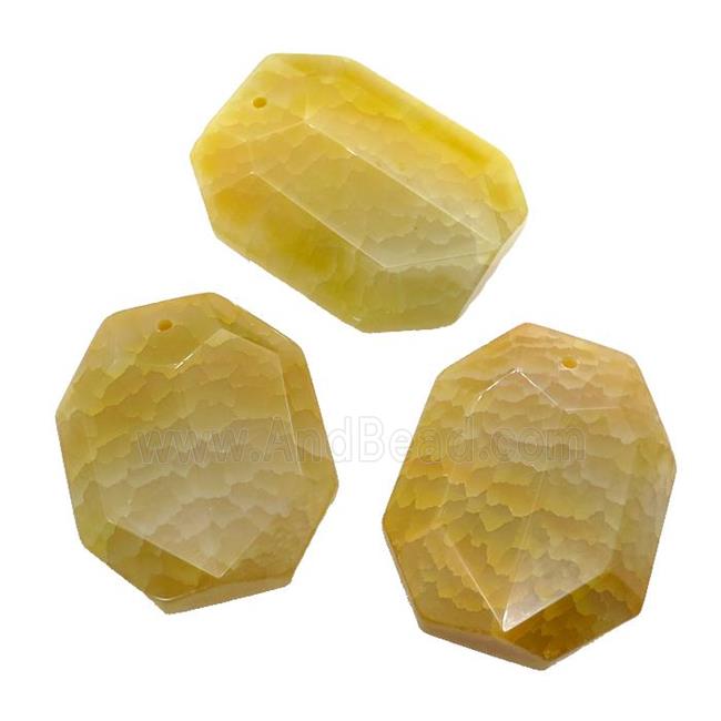 natural Agate rectangle pendant, dye, yellow