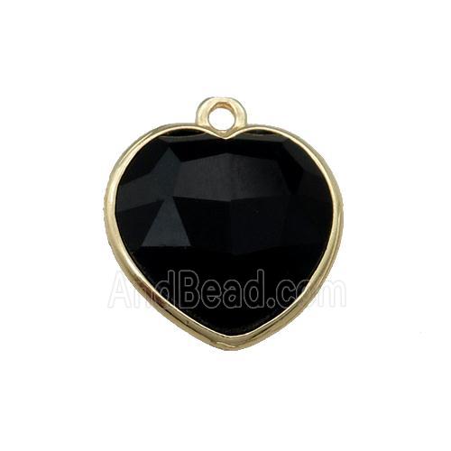 black Glass heart pendant, gold plated