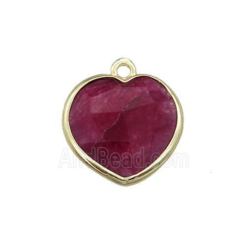 red Jade heart pendant, dye, gold plated