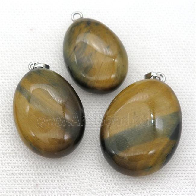 Tiger eye stone oval pendant