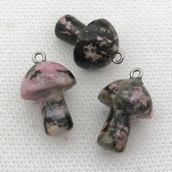 pink Rhodonite mushroom pendant