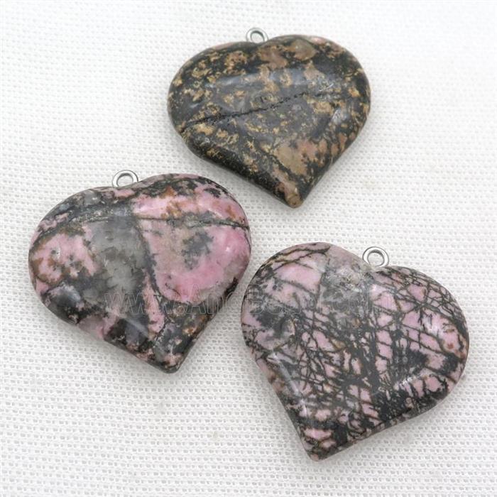 pink Rhodonite heart pendant