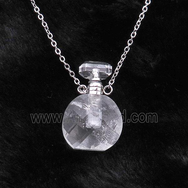 Clear Quartz Perfume Bottle Necklace