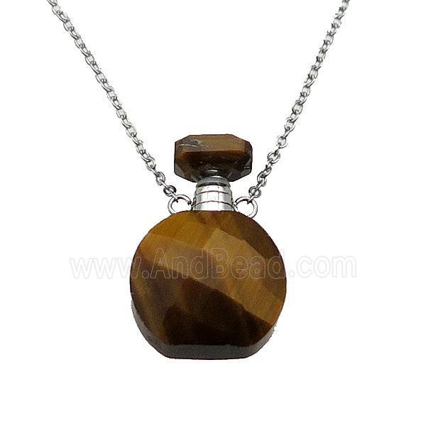 Tiger eye stone perfume bottle Necklace