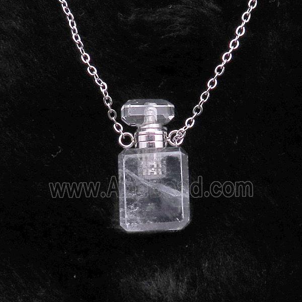 Clear Quartz perfume bottle Necklace