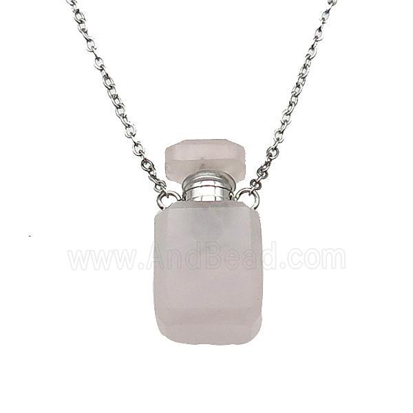 pink Rose Quartz perfume bottle Necklace