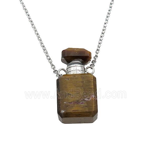 Tiger eye stone perfume bottle Necklace