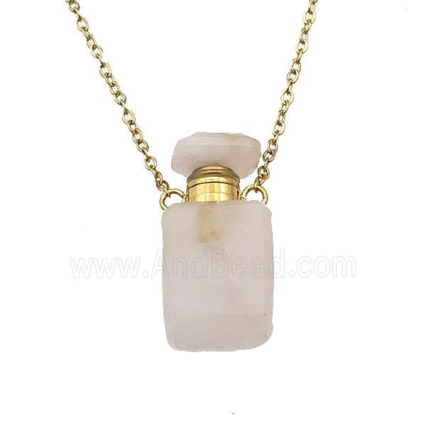 pink Rose Quartz perfume bottle Necklace