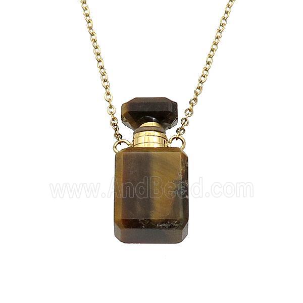 Tiger eye stone perfume bottle Necklace