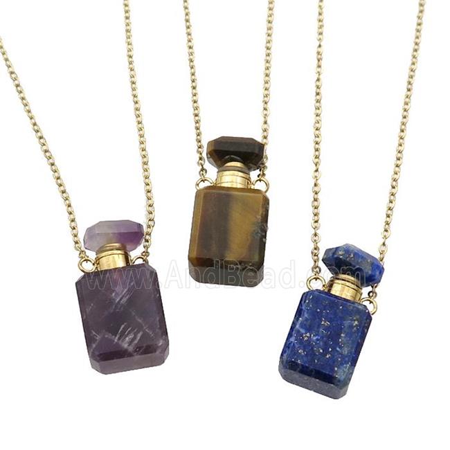 mixed Gemstone perfume bottle Necklace