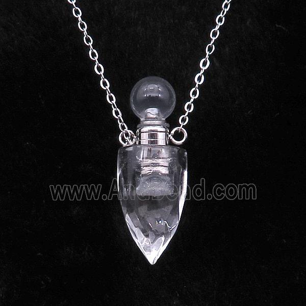 Clear Quartz perfume bottle Necklace
