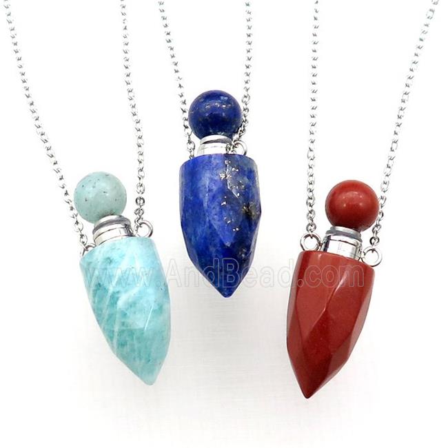 mix Gemstone perfume bottle bullet Necklace
