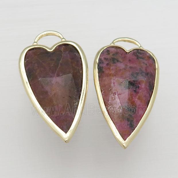red Rhodonite Heart pendant gold plated
