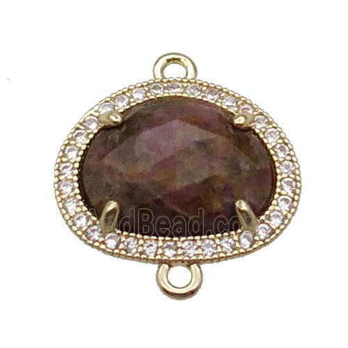 Rhodonite teardrop connector gold plated