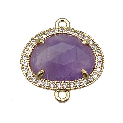 Amethyst teardrop connector gold plated