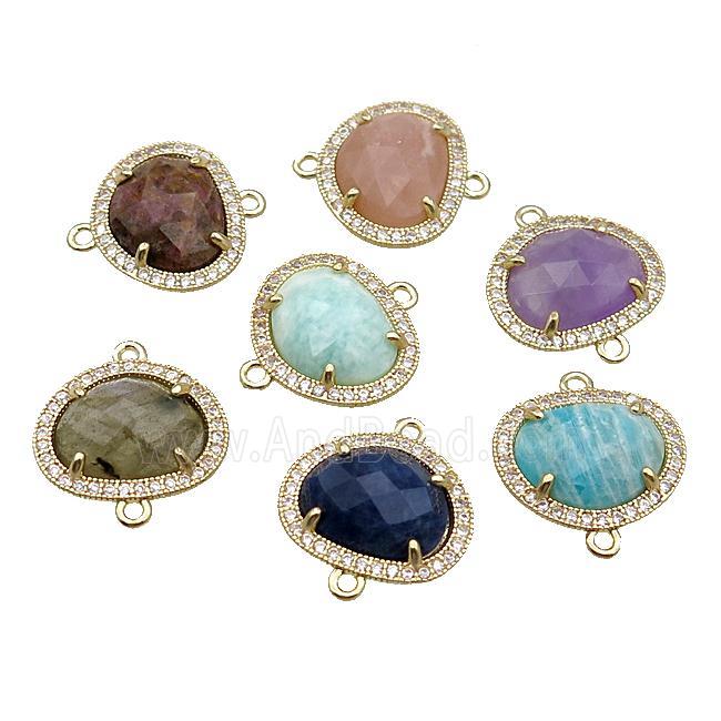 mix Gemstone teardrop connector gold plated