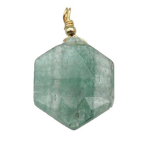 Green Strawberry Quartz Hexagon Pendant