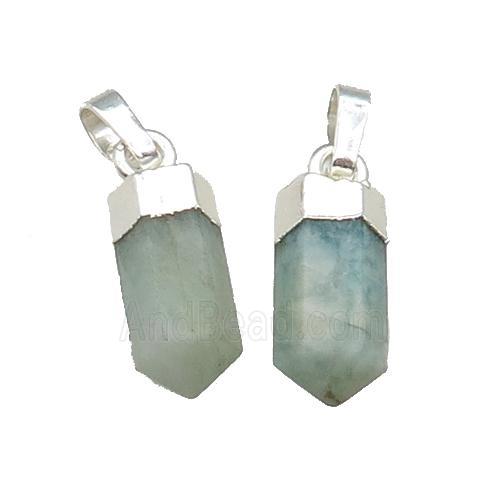 Green Amazonite Bullet Pendant Silver Plated