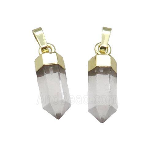 Clear Quartz Bullet Pendant Gold Plated