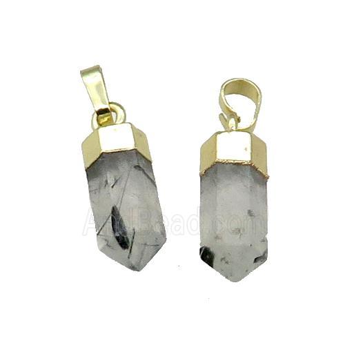 Prehnite Bullet Pendant Gold Plated
