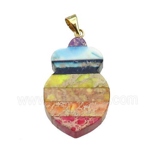 Rainbow Imperial Jasper Shield Pendant