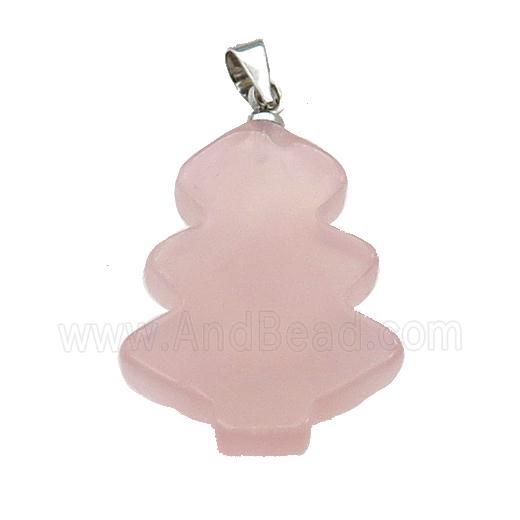 Rose Quartz Christmas Tree Pendant Pink