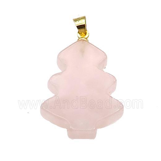 Rose Quartz Christmas Tree Pendant Pink