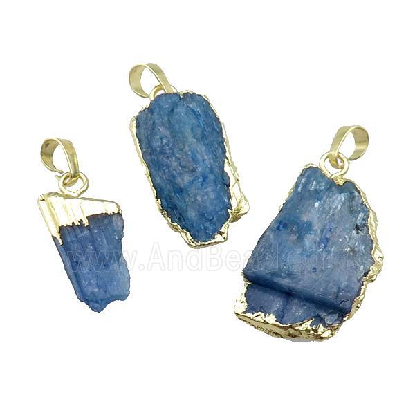 Blue Kyanite Pendant Freeform Gold Plated