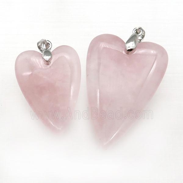 Pink Rose Quartz Heart Pendant