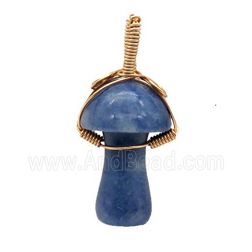 Blue Aventurine Mushroom Pendant Wire Wrapped
