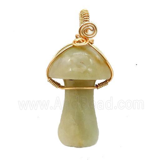 Amazonite Mushroom Pendant Wire Wrapped