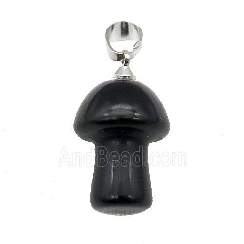 Black Obsidian Mushroom Pendant