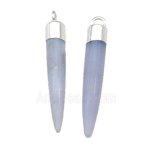 Blue Lace Agate Bullet Pendant Silver Plated