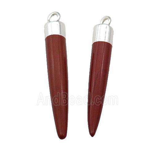 Red Jasper Bullet Pendant Silver Plated